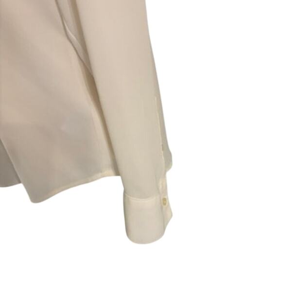 Express Portofino Blouse Medium White Black Trim Zip Front Long Sleeve Top - Picture 4 of 8